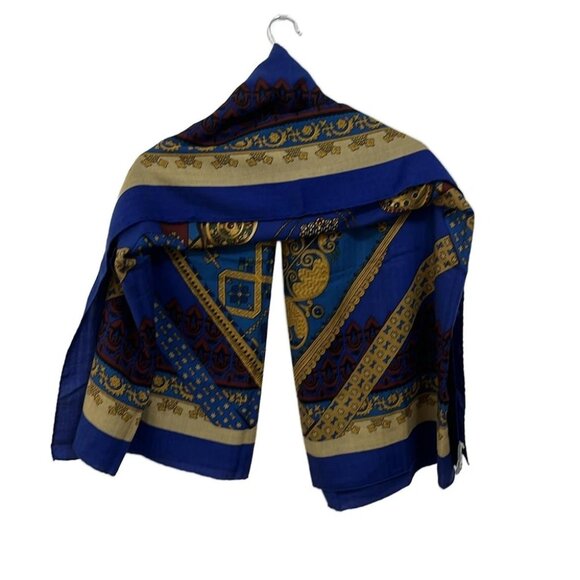 HERMES Carrejean/Shawl Carre 140 - Blue Beige Multi Cashmere Silk Scarf - Picture 1 of 5